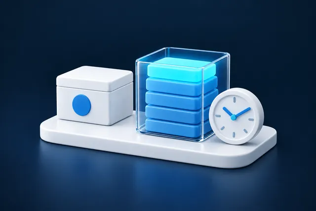 On one side a fixed-fee package in a closed box, on the other a transparent box that shows every hour worked, next to a clock.
